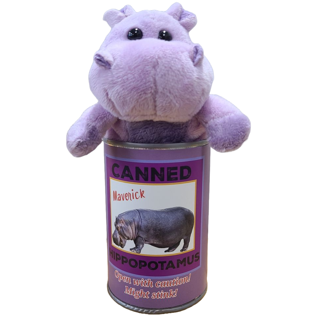 Canned Hippo | Stuffed Animal Plush w/Funny Jokes | Gift: Pop Top Lid