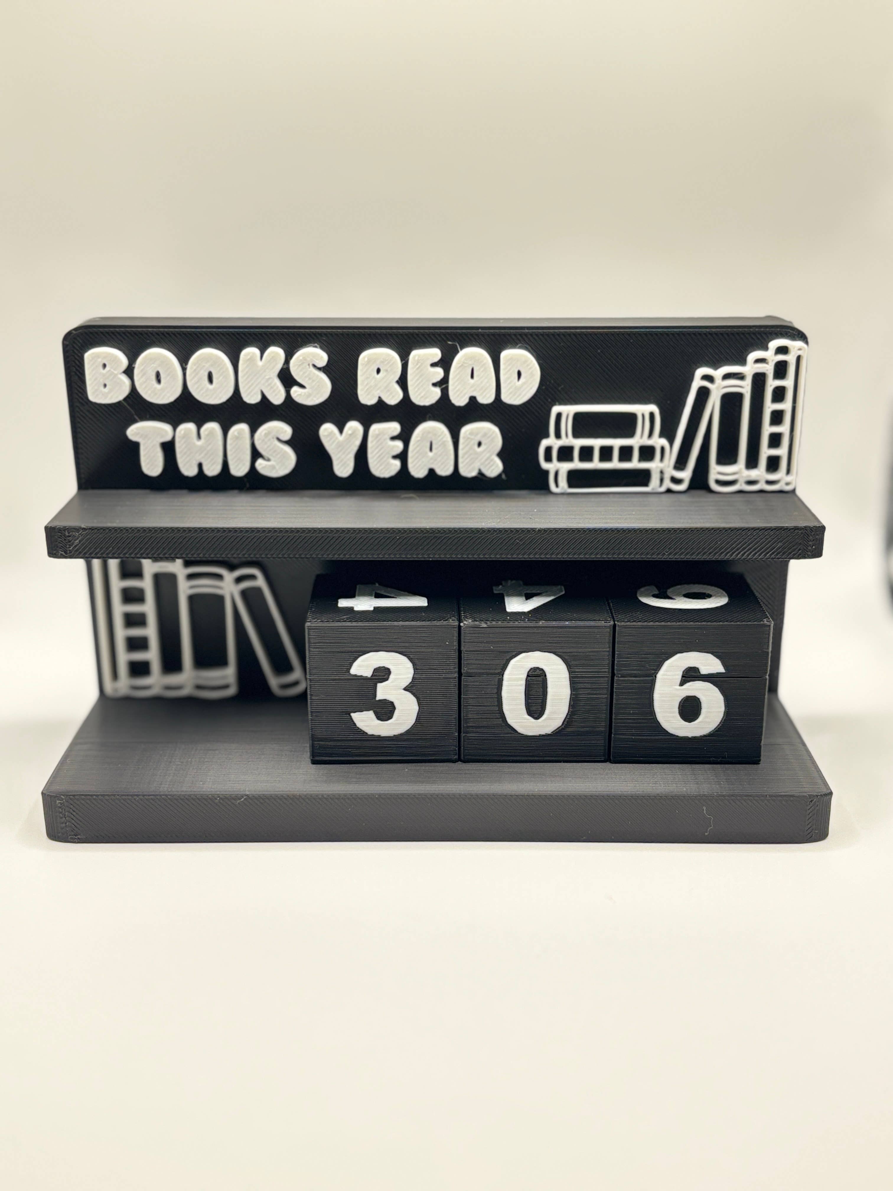 Book Counter Sign with Numbers : Black Stand w/ White Blocks