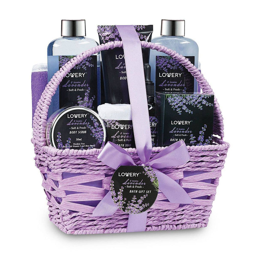 Lavender and Jasmine - 9pc Home Spa Gift Basket Bath Set