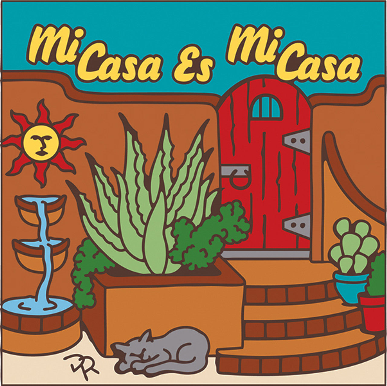 Mi Casa Es Mi Casa Cactus Cat Tile