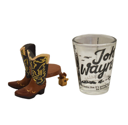 John Wayne Shot Glass Boot Stand