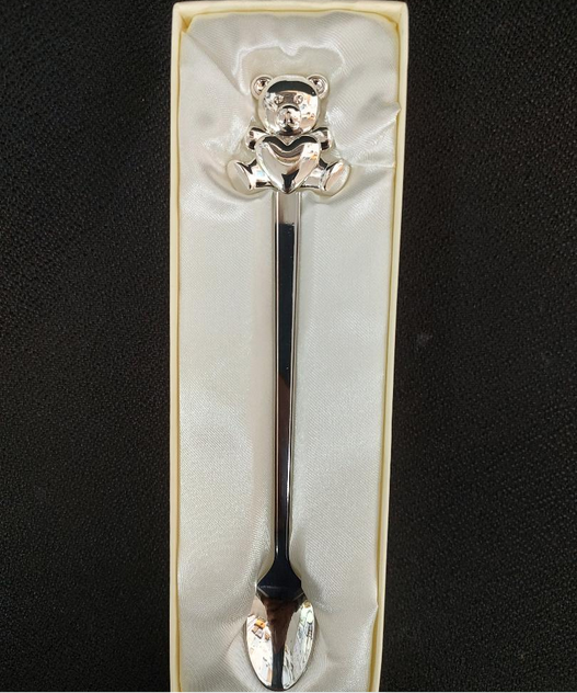 Silver Teddy Bear Baby Spoon