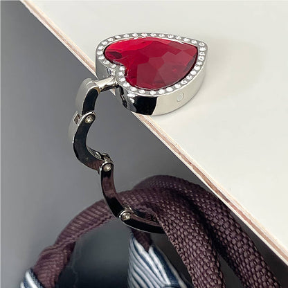 Wrapables Heart Shaped Purse Hook Hanger with Rhinestones: Pink