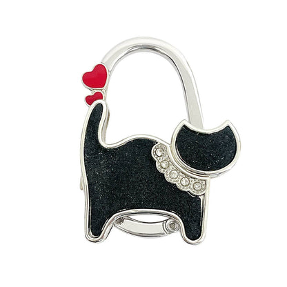 Foldable Purse Hook Hanger: Black Cat