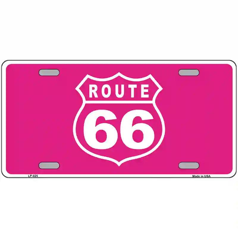 US Route 66 Pink Novelty Metal License Plate