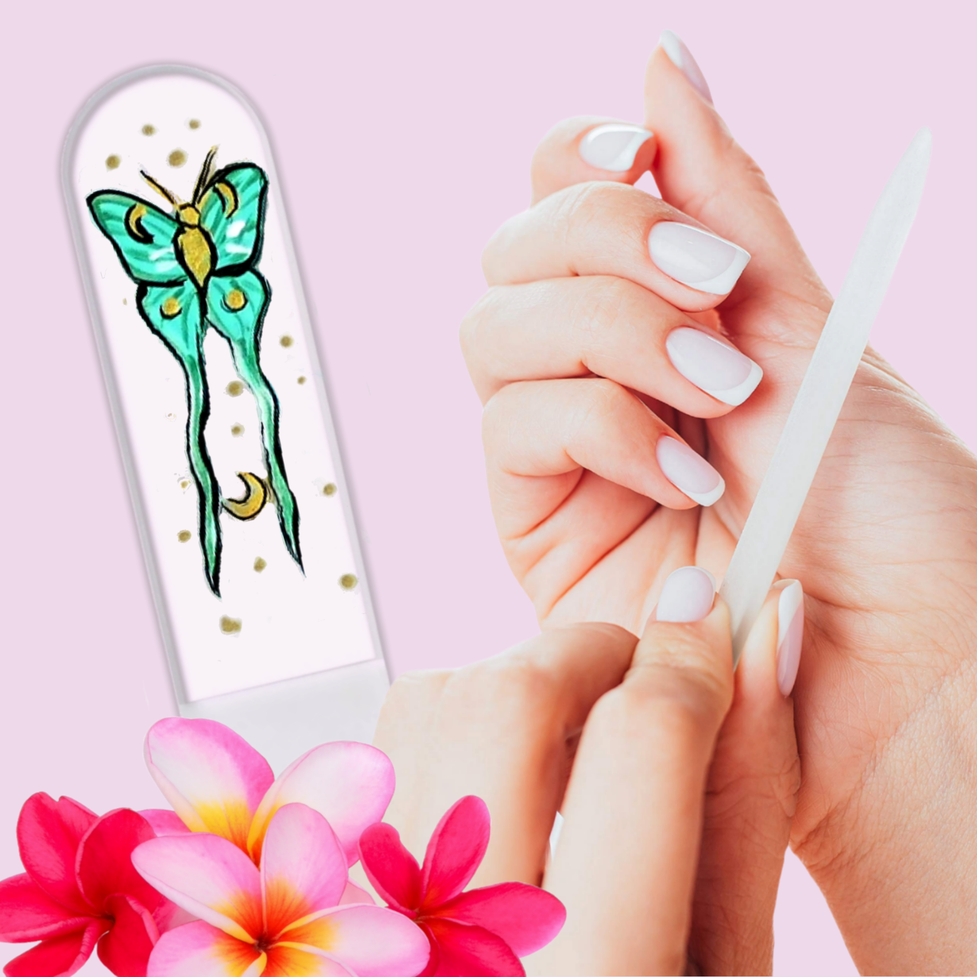 Moon Moth Luna New Beginnings Hand Painted Crystal Nail File: Large