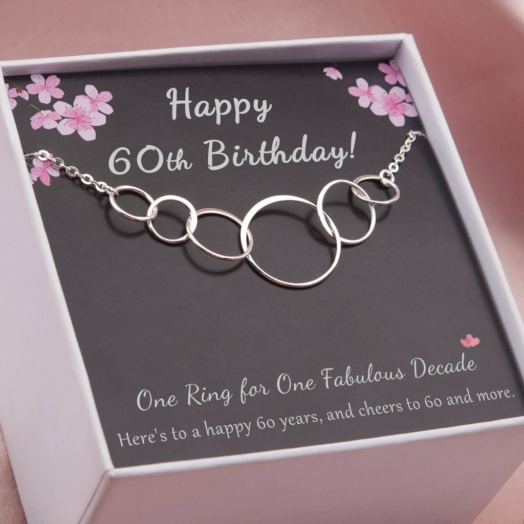 Happy 60th Birthday Sterling Silver Necklace Jewelry Set