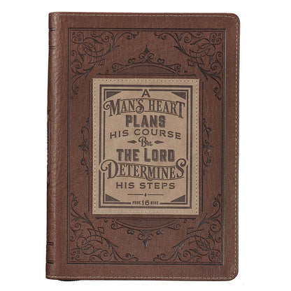 A Man's Heart Classic Faux Leather Zippered Journal in Brown