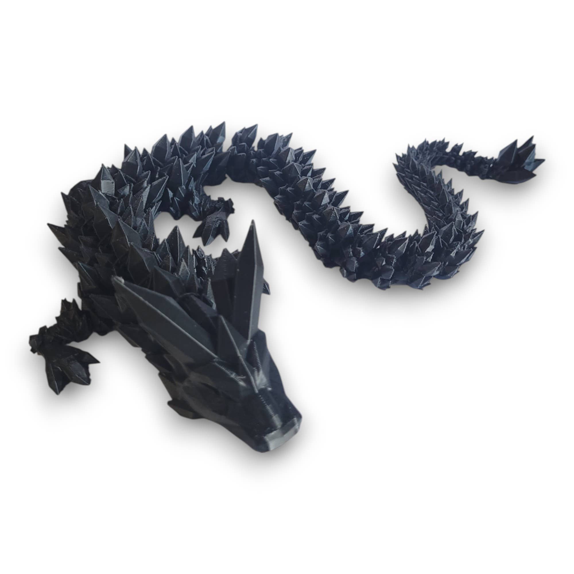 3D Printed Articulated Crystal Dragon: Tri-Color Red Blue Green / 12 inch