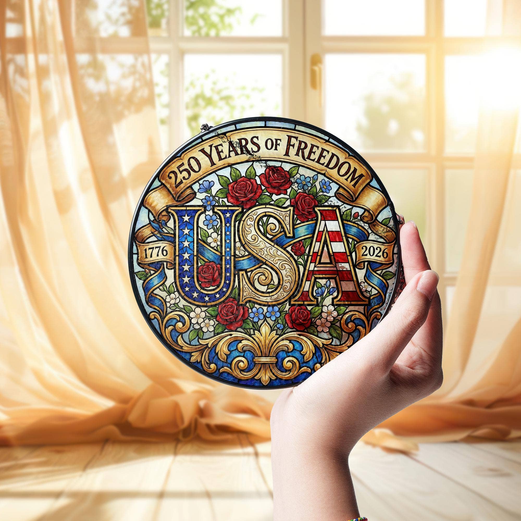 USA Stained Glass Suncatcher