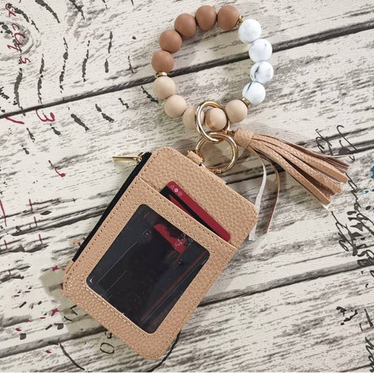 Silicone Beaded Bracelet Card Holder Keychain Camel