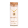 Birthstone Bottle Necklace - Gold - November/Topaz