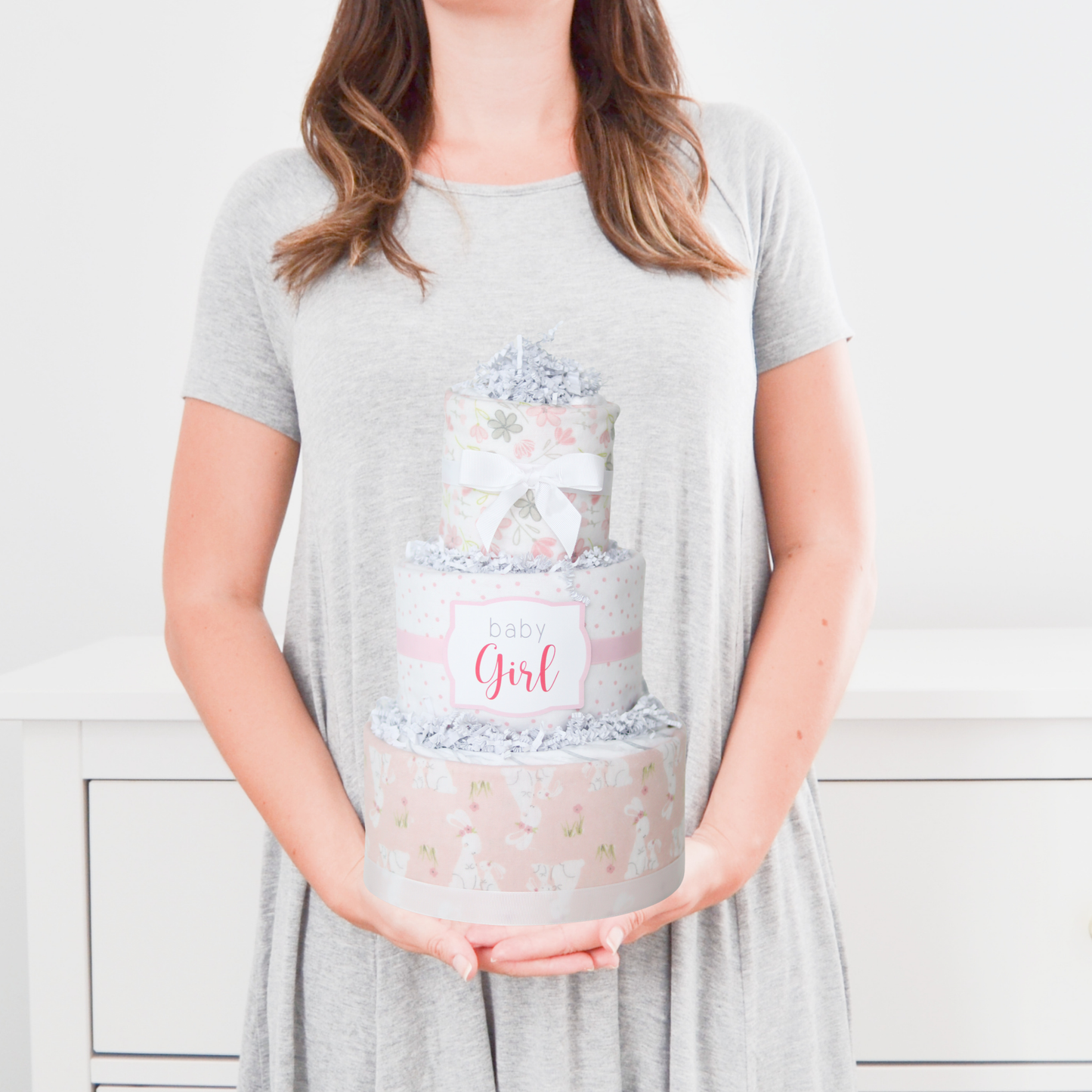 Baby Girl Bunny Diaper Cake Gift