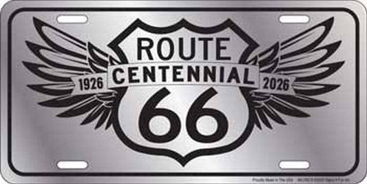 Route 66 Centennial Silver License Plate