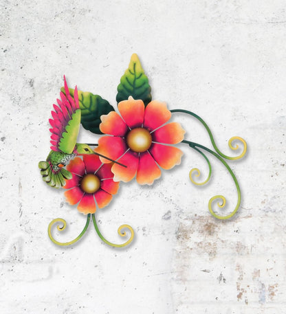 Hummingbird Double Flower Wall Decor