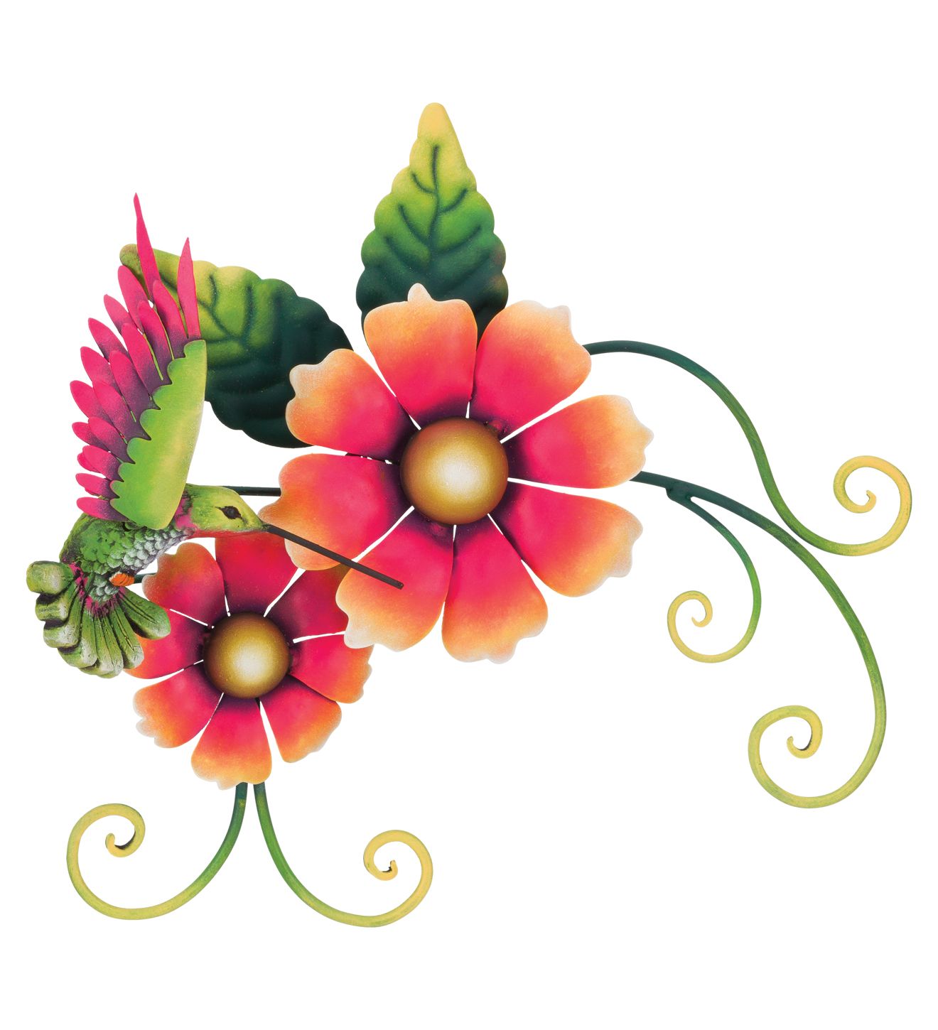 Hummingbird Double Flower Wall Decor