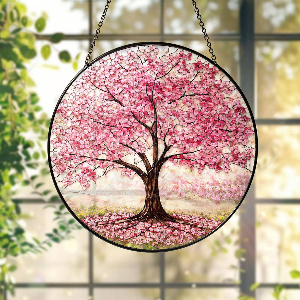 Cherry Blossom Tree Stained Glass Suncatcher