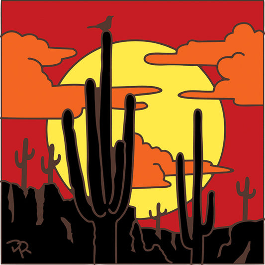6x6 Tile Saguaro Sunset Silhouette