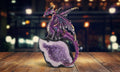 5.5"H Purple Dragon Guards Faux Crystal Figurine