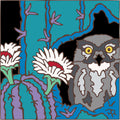 Owl and Saguaro Cactus Tile
