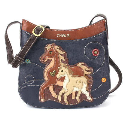 Horse Family Crescent Crossbody