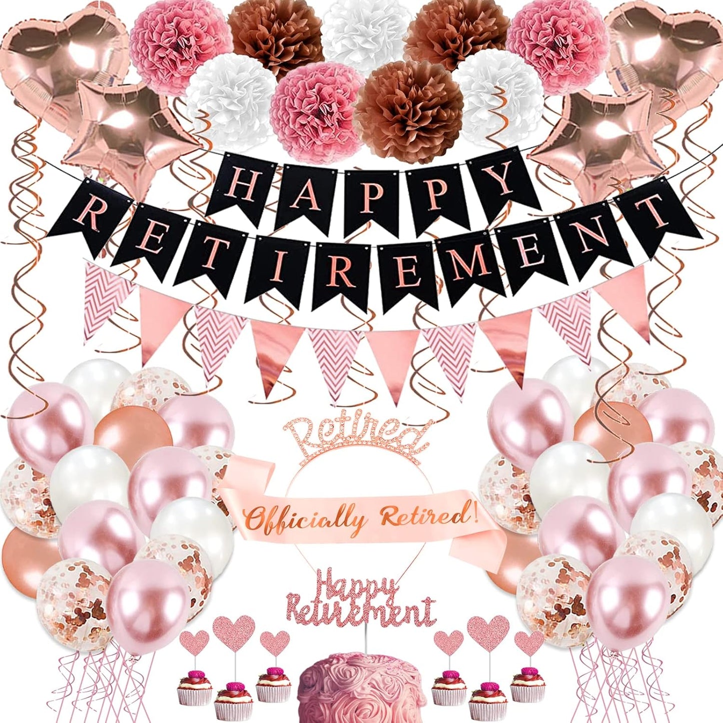 Pink Retirement Party Decorations 63 Pieces