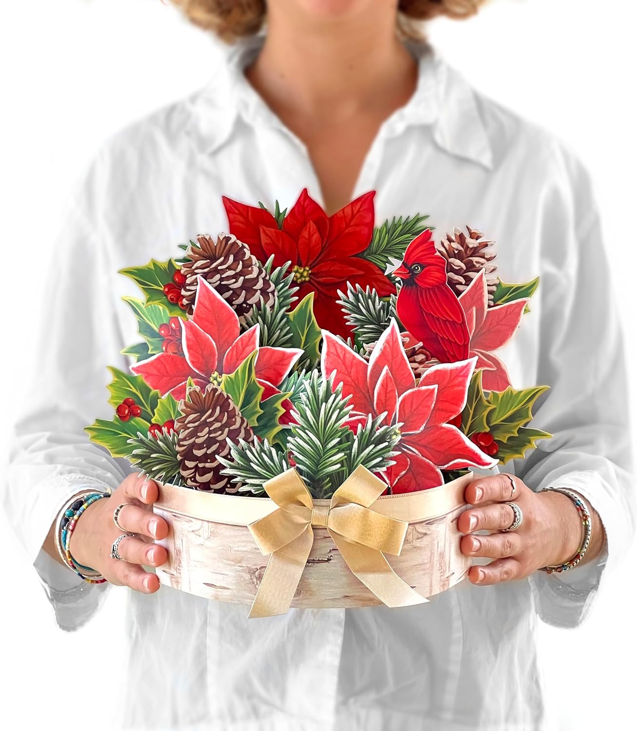 Birch Poinsettia FreshCut Paper - Pop Up Flower Bouquet