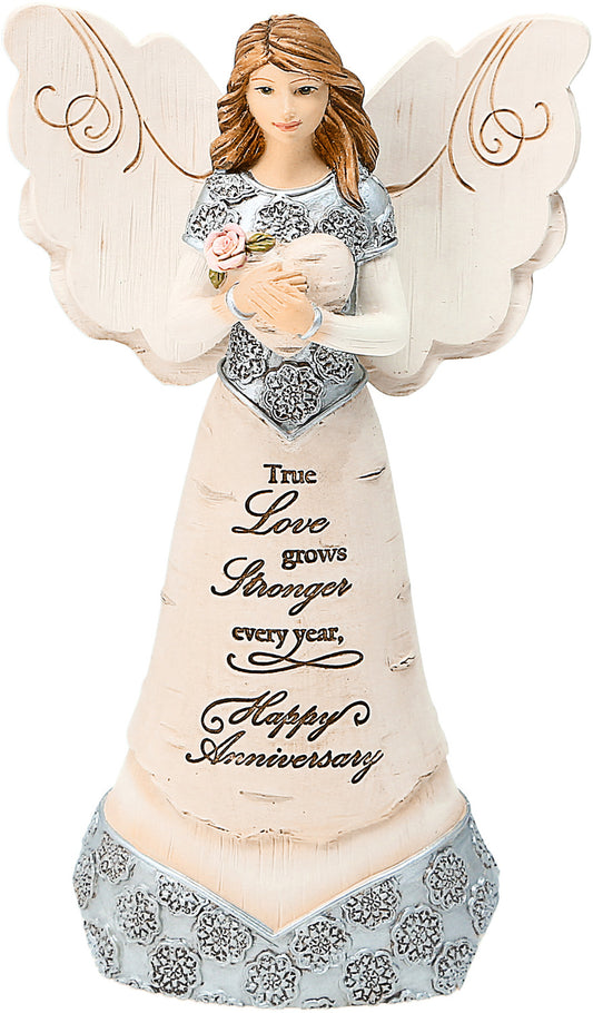 Anniversary Angel Holding Heart Figurine