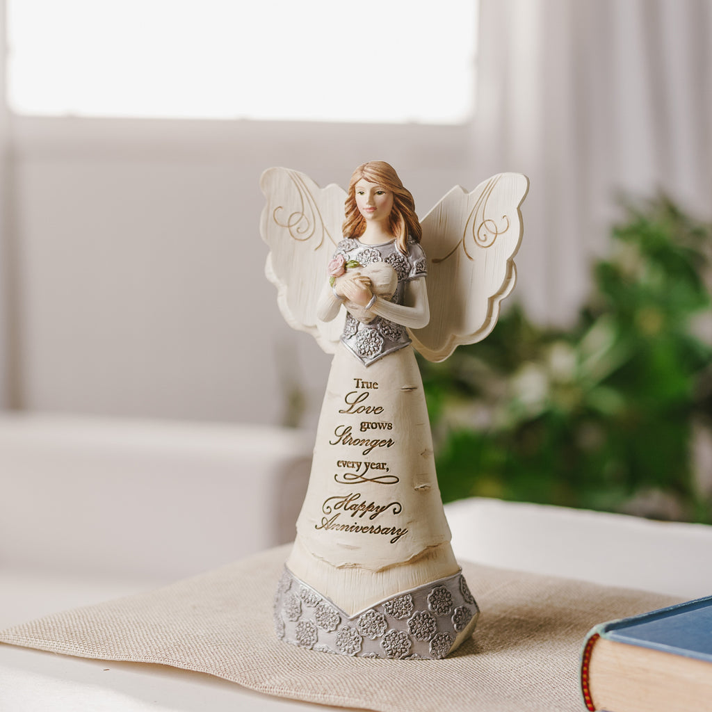 Anniversary Angel Holding Heart Figurine