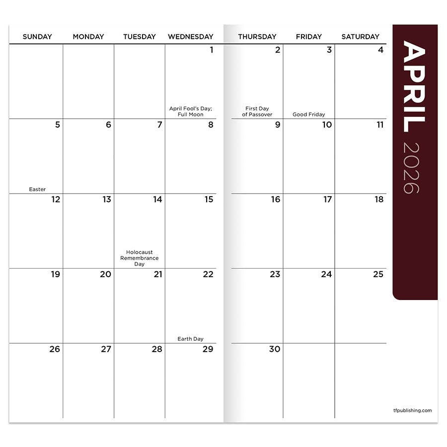 2026-2027 Classic Oak Small Monthly Pocket Planner