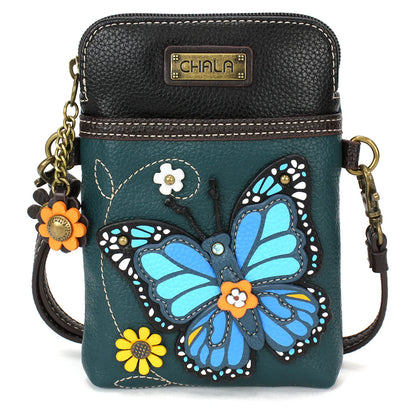 Blue Butterfly Cellphone Crossbody Turquoise