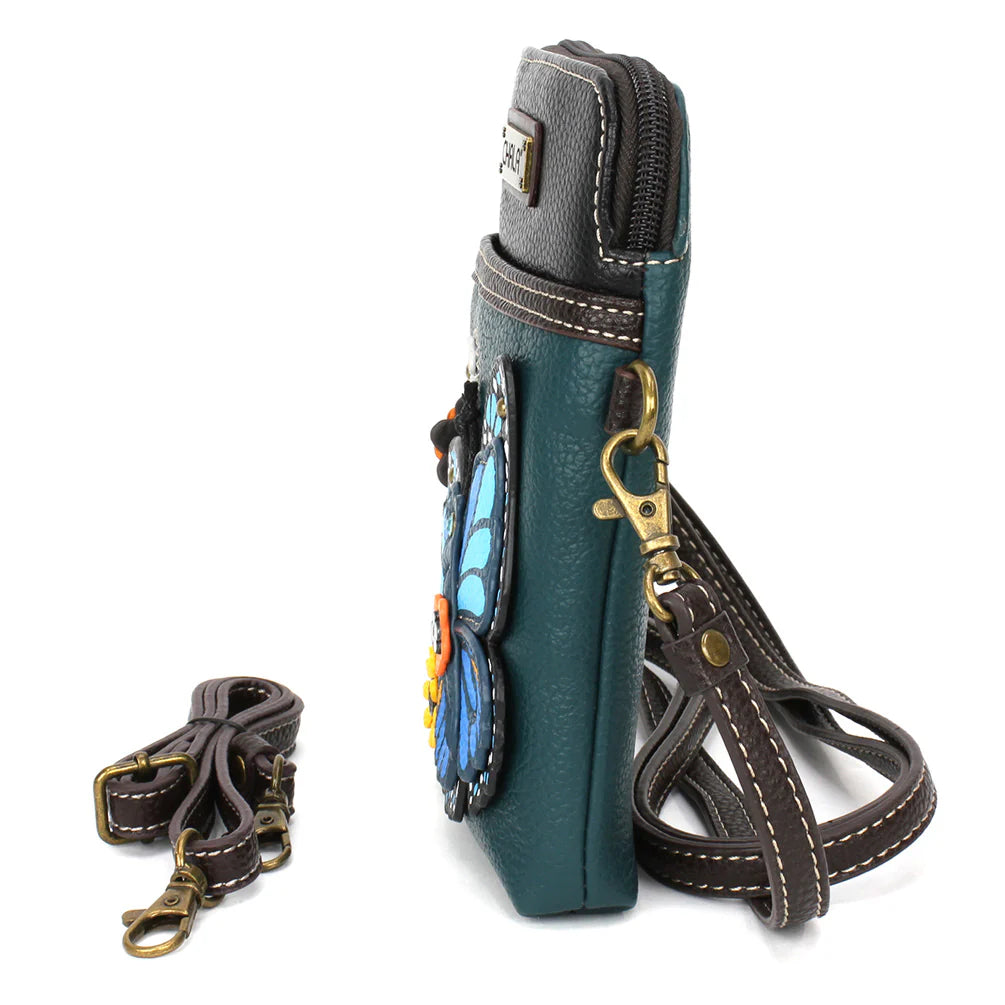 Blue Butterfly Turquoise Cellphone Crossbody Purse