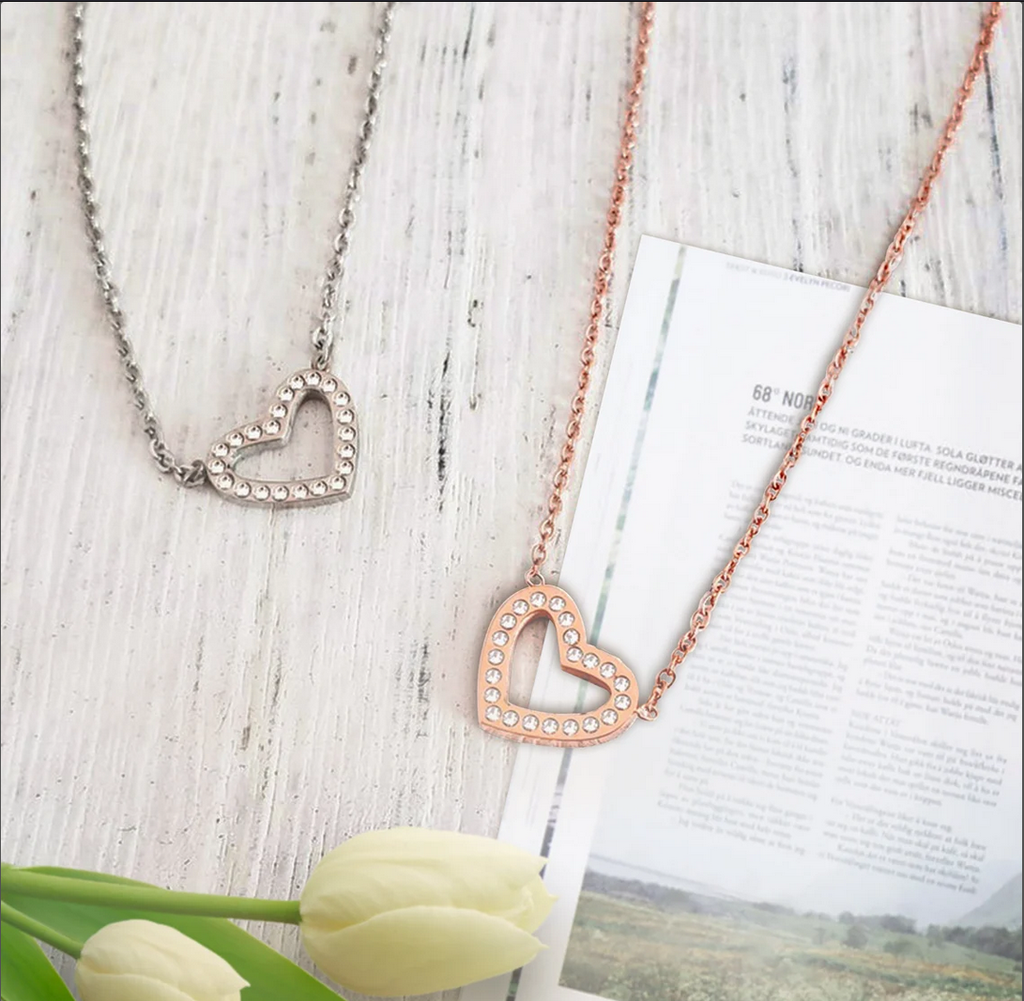 Mom and Daughter Matching Heart Necklace Jewelry: Rose Gold