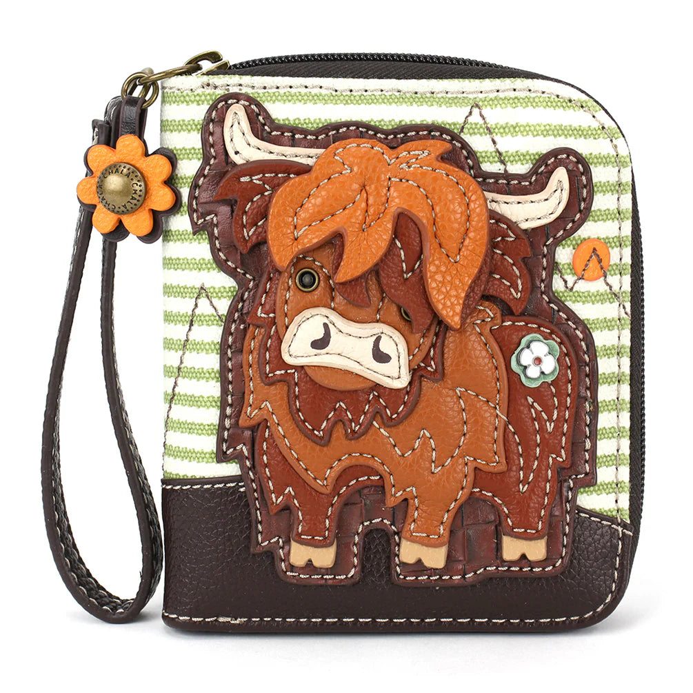 Highland Cow Zip Around Wallet