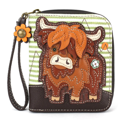 Highland Cow Zip Around Wallet