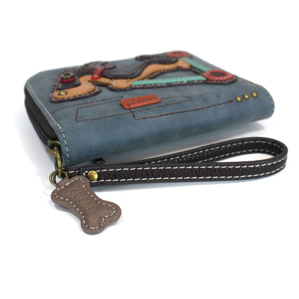 Weiner Dog Scooter Zip Around Wallet