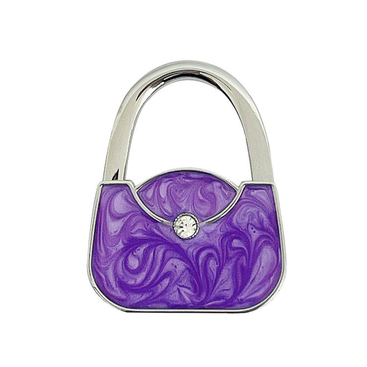 Foldable Purse Hook Hanger: Purple Baguette