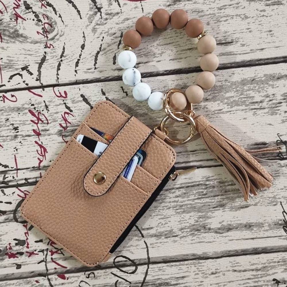 Silicone Beaded Bracelet Card Holder Keychain Camel