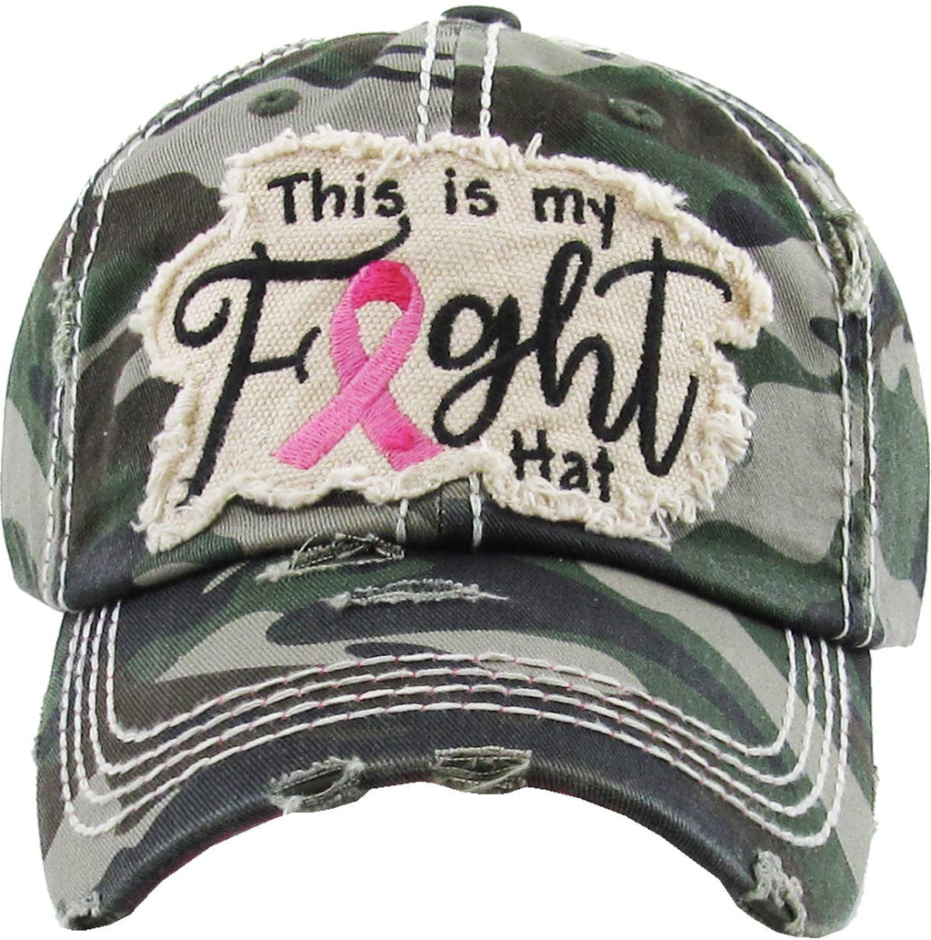 This Is My Fight Hat - Pink Ribbon Washed Vintage Black Ballcap