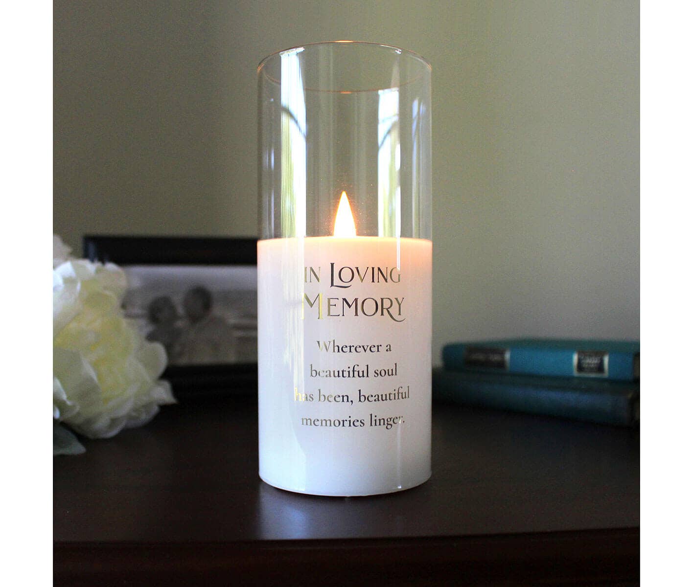 In Loving Memory Glass LED Candle Holder/Sympathy Verse