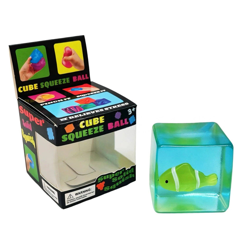 Glow-in-the-Dark Clownfish Ice Cube Squishy Slow Rising Stress Toy: Green
