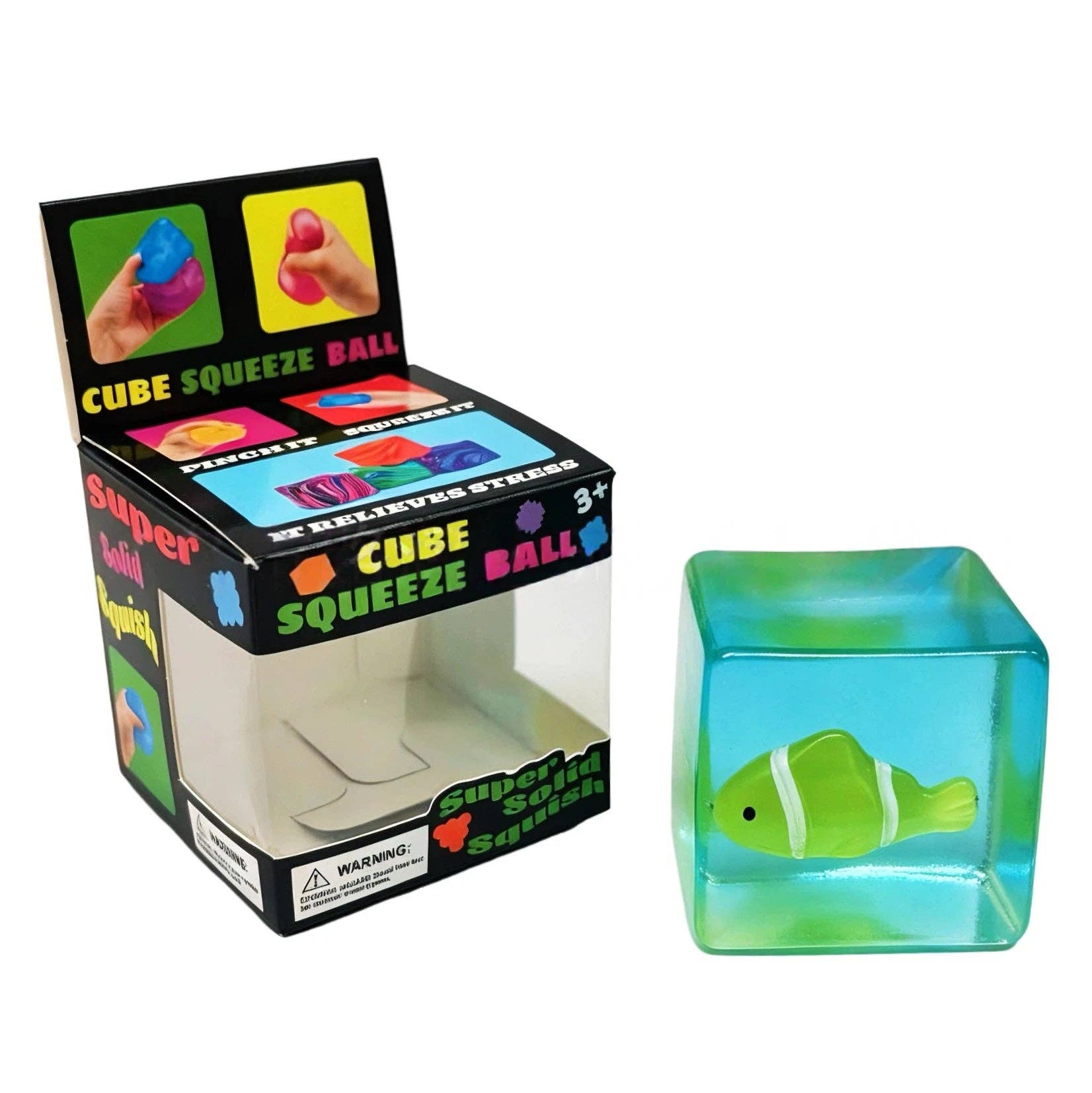 Glow-in-the-Dark Clownfish Ice Cube Squishy Slow Rising Stress Toy: Green
