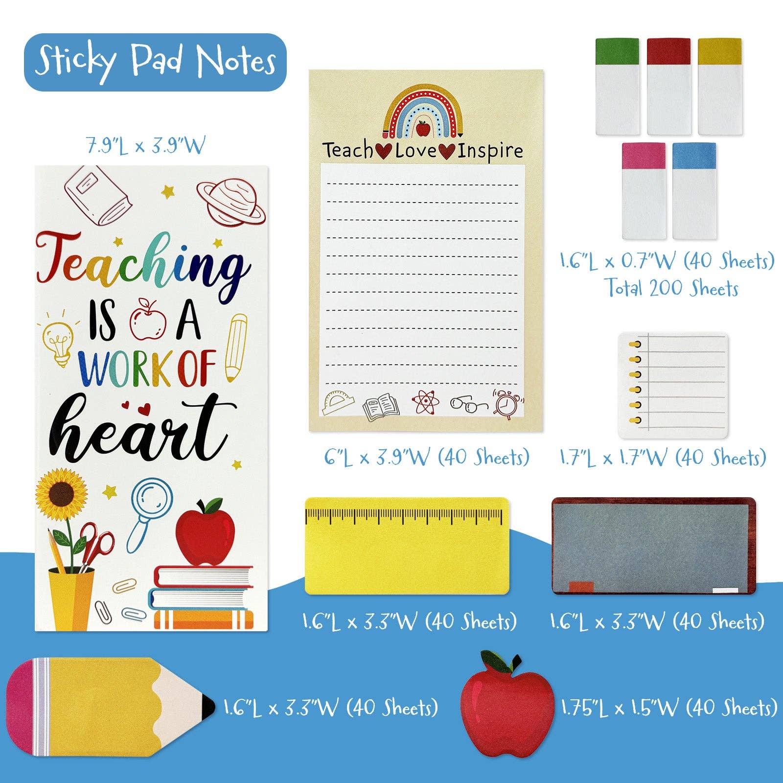 Teacher Appreciation 440 Sheets Sticky Notes Set