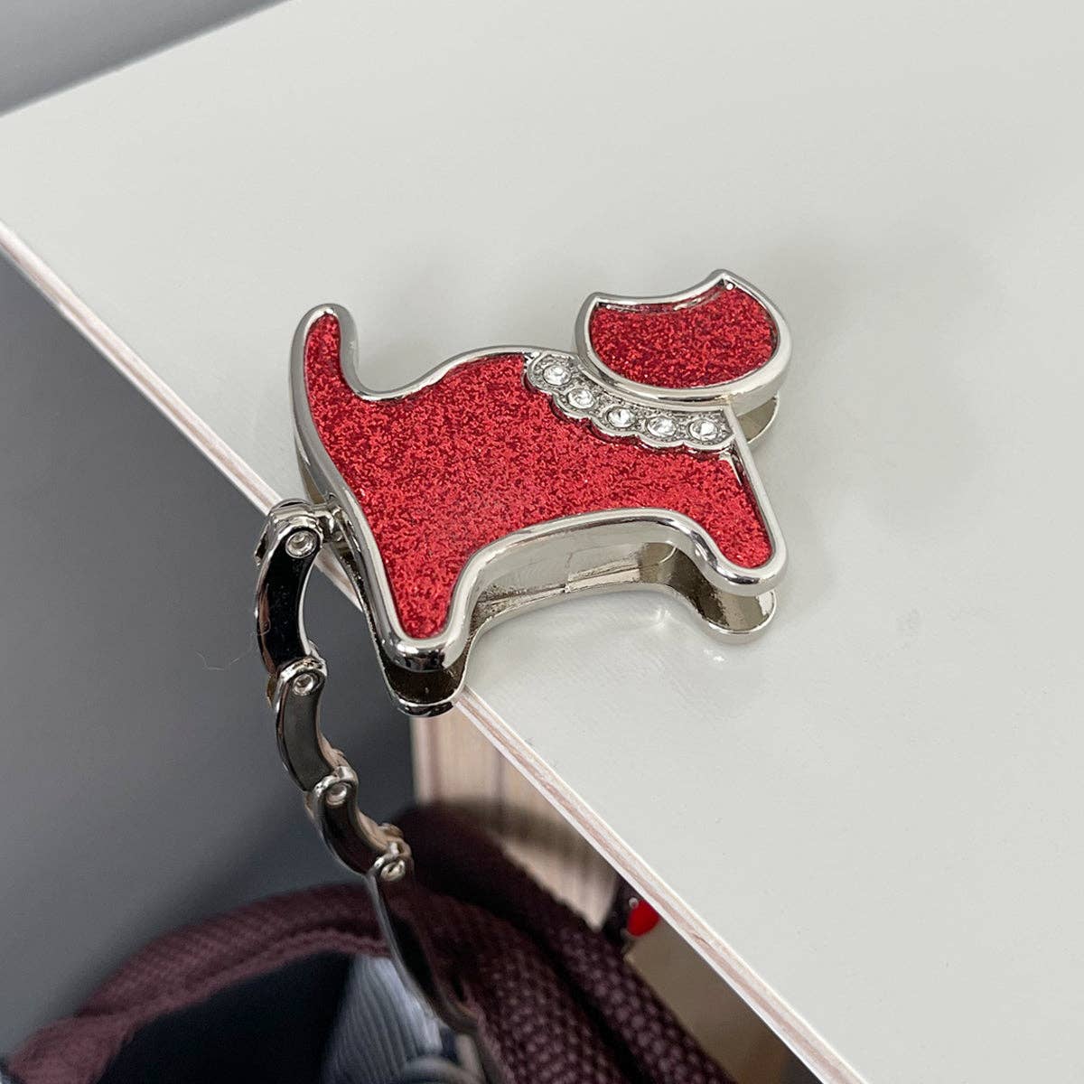 Foldable Purse Hook Hanger: Purple Baguette