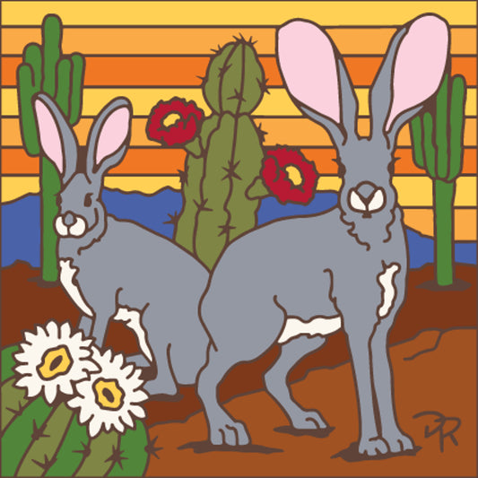 Jack Rabbit's Sunset Cactus Blooms Tile