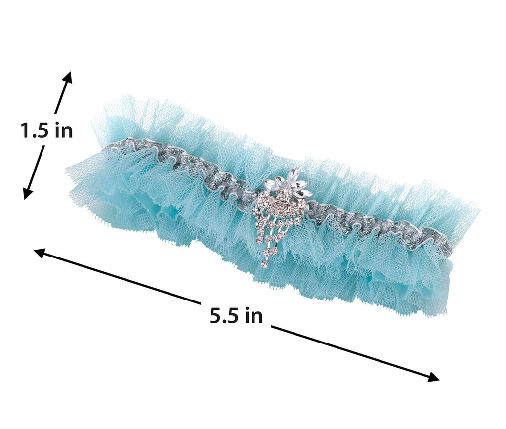 Glamorous Aqua Rhinestone Tulle Garter