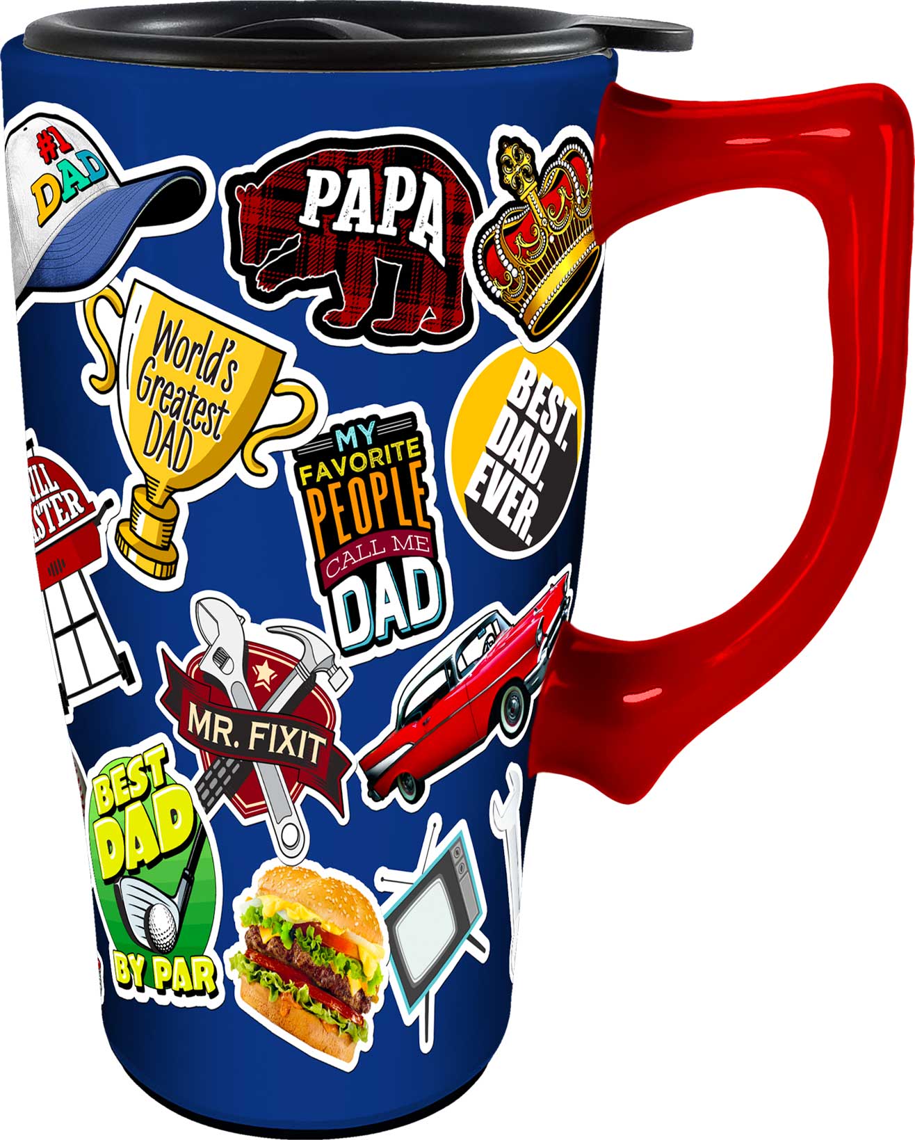 Dad Sticker Art Travel Mug: 18oz