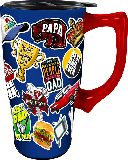 Dad Sticker Art Travel Mug: 18oz