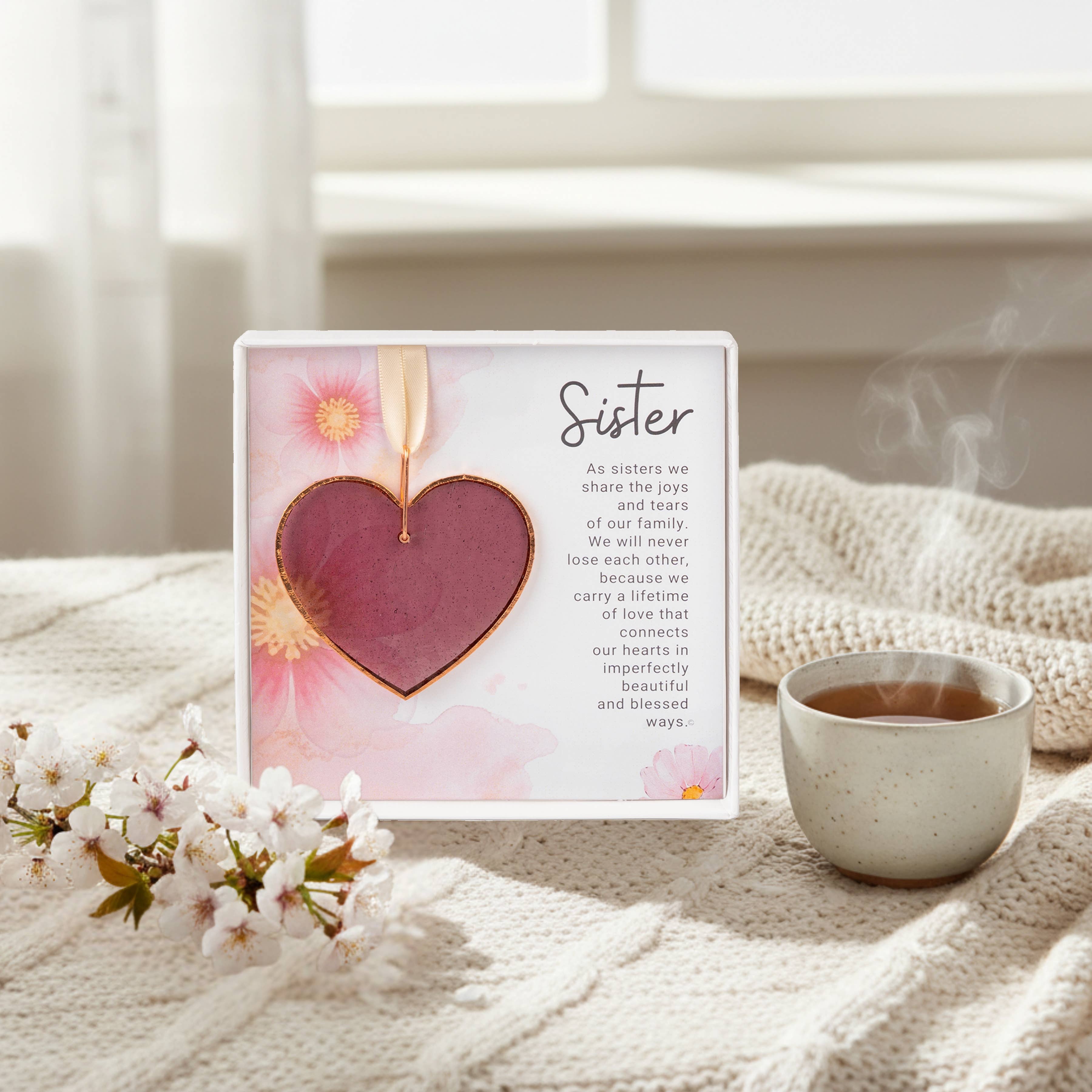 Sister Keepsake Gift – Handmade Stained Glass Heart