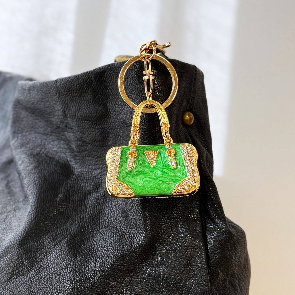 Pink Rhinestone Handbag Shaped Purse Charm Keychain